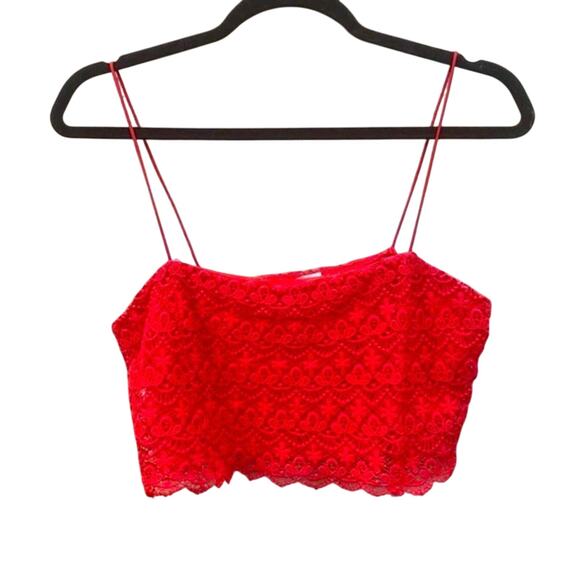 ZARA Lace Bralette Ted Orange Cropped Crochet Bandeau Tank Crop Top New with Tag - Picture 1 of 12